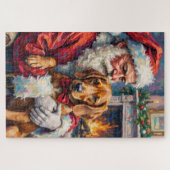 Santa Claus Holding Vizsla Christmas Art Puzzle (Horizontal)