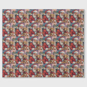 Santa Claus Holding Weimaraner Christmas Art Geschenkpapier (Flach)