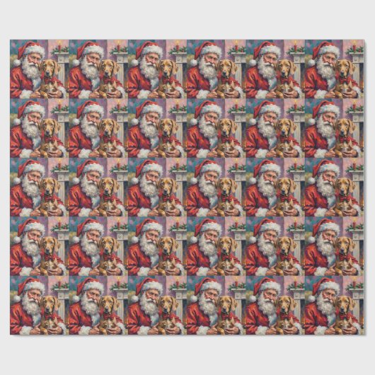Santa Claus Holding Weimaraner Christmas Art Geschenkpapier (Flach)