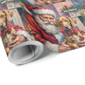 Santa Claus Holding Weimaraner Christmas Art Geschenkpapier (Rolleneckpunkt)