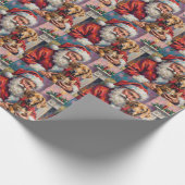 Santa Claus Holding Weimaraner Christmas Art Geschenkpapier (Ecke)