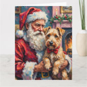 Santa Claus Holding Wheaten Terrier Christmas Art Karte (Vorderseite)