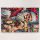 Santa Claus Holding Wheaten Terrier Christmas Art Puzzle (Horizontal)