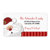 Santa Claus Holiday Address Label (Red Stripe) (Vorne)