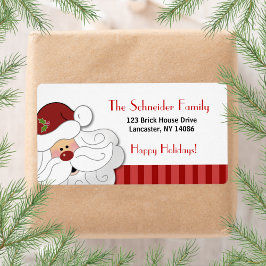 Santa Claus Holiday Address Label (Red Stripe)