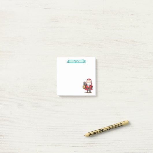 Santa Claus Holidays Personalisiert Post-it Klebezettel (Auf Schreibtisch)