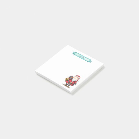 Santa Claus Holidays Personalisiert Post-it Klebezettel (angewinkelt)