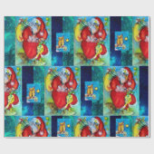 SANTA CLAUS HOLING LANTERN ,CHRISTMAS NIGHT OWLS GESCHENKPAPIER (Flach)