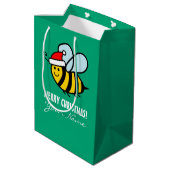 Santa Claus honey bee Christmas gift bag design Mittlere Geschenktüte (Rückseite Schrägansicht)
