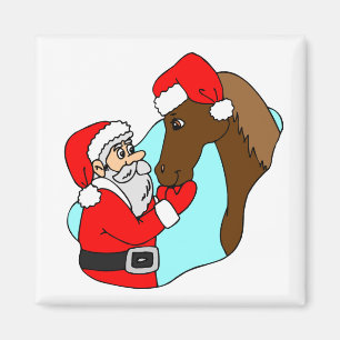 Santa Claus Horse Thema Equine Feiertage Weihnacht Magnet