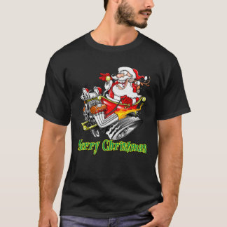 Santa Claus Hot Rod Sleigh Merry Christmas Classic T-Shirt