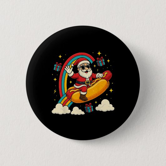 Santa Claus Hotdog Funny Christmas Design Button (Vorderseite)
