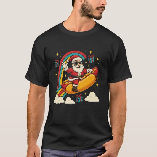 Santa Claus Hotdog Funny Christmas Design T-Shirt (Vorderseite)