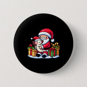 Santa Claus Hugs Axolotl Christmas Pajama Familie Button