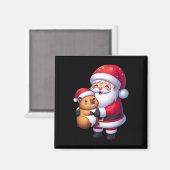 Santa Claus Hugs Capybara Weihnachten Matching Magnet (Vorderseite/Rückseite)