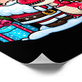 Santa Claus Hugs T Rex Dinosaur Weihnachtsmatching Poster (Ecke)