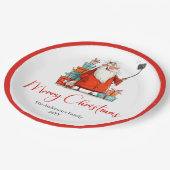 Santa Claus Humor Red White Christmas Paper Plates Pappteller (Schrägansicht)