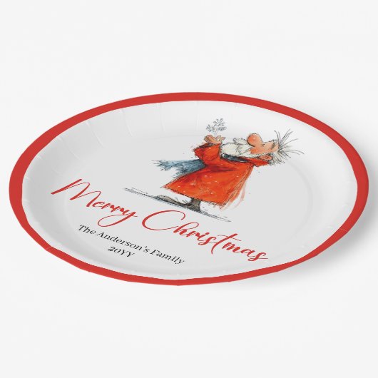 Santa Claus Humor Stylish Christmas Paper Plates Pappteller (Schrägansicht)