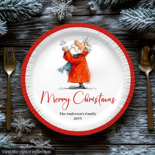 Santa Claus Humor Stylish Christmas Paper Plates Pappteller