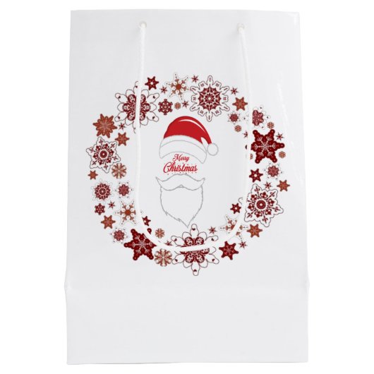 Santa Claus Hut und Bart mit frohen Weihnachten Mittlere Geschenktüte (Rückseite)