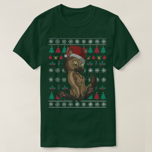 Santa Claus Hyena Ugly Weihnachten T-Shirt (Design vorne)