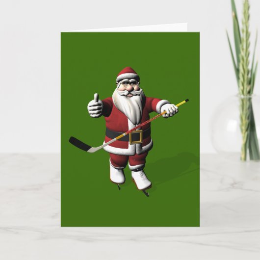 Santa Claus Ice Hockey Player Feiertagskarte (Vorderseite)
