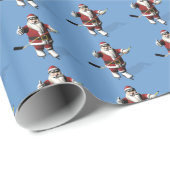 Santa Claus Ice Hockey Player Geschenkpapier (Rolleneckpunkt)