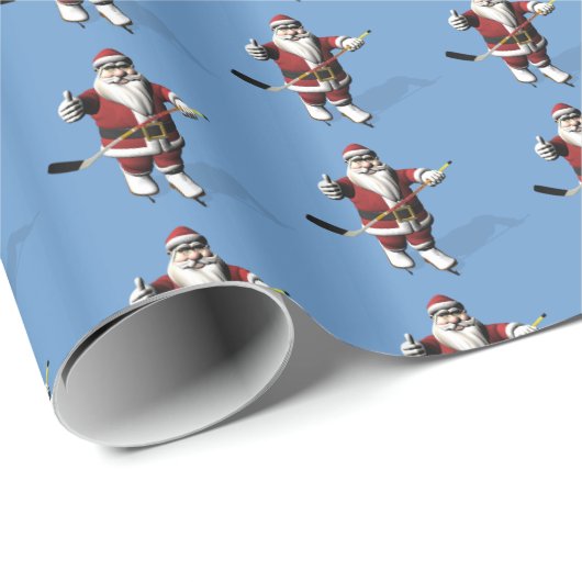 Santa Claus Ice Hockey Player Geschenkpapier (Rolleneckpunkt)
