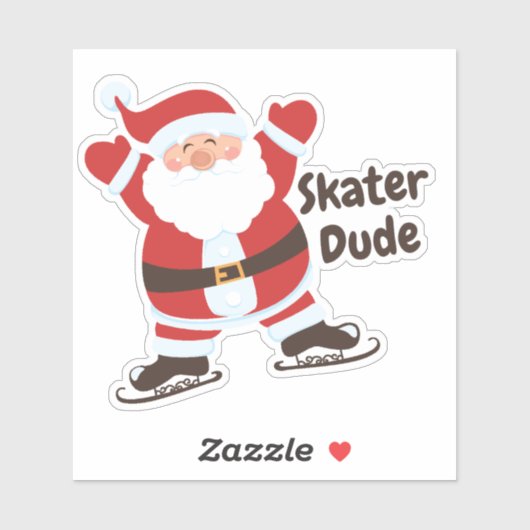 Santa Claus Ice Skaten Skater Typ Aufkleber (Blatt)