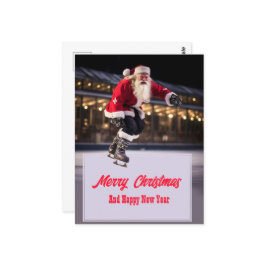 Santa Claus Ice Skating Postkarte