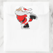 Santa Claus Ice Skating Quadratischer Aufkleber (Tasche)