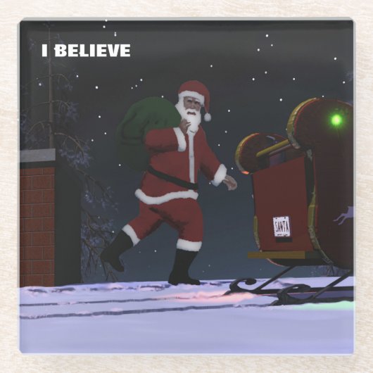 Santa Claus - Ich glaube Glasuntersetzer (Vorderseite)
