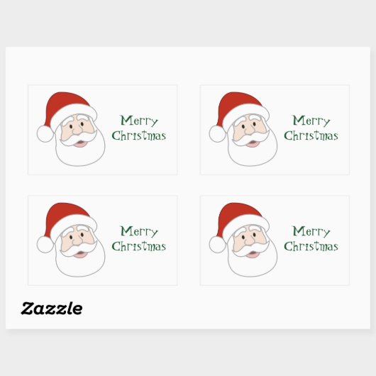 Santa Claus Illustration & Text Rechteckiger Aufkleber (Blatt)