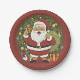 Santa Claus Illustration Weihnachtsdruckplatte Pappteller