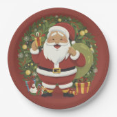 Santa Claus Illustration Weihnachtsdruckplatte Pappteller (Vorderseite)