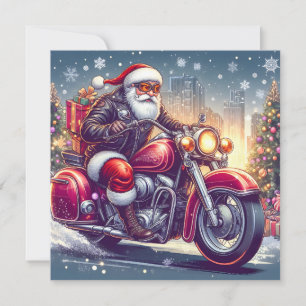 Santa Claus im Biker‑Modus Feiertagskarte