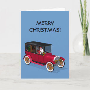 Santa Claus im Hot Rod Feiertagskarte