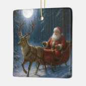 Santa Claus im Mondschein Keramikornament (Links)