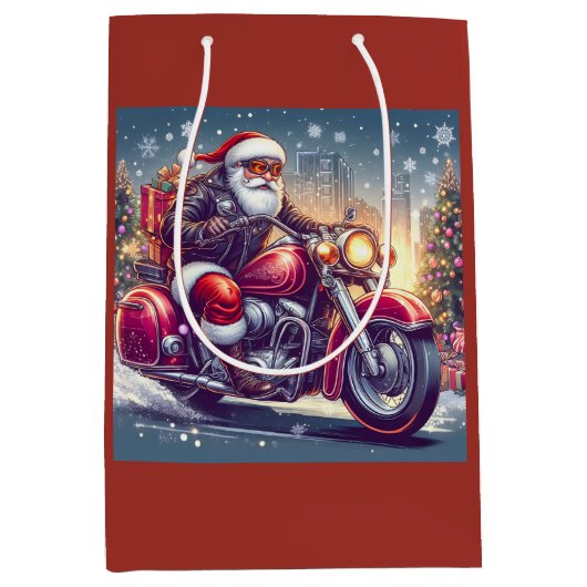 Santa Claus im Motormodus Mittlere Geschenktüte (Vorderseite)