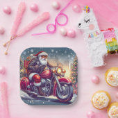 Santa Claus im Motormodus Pappteller (Party)