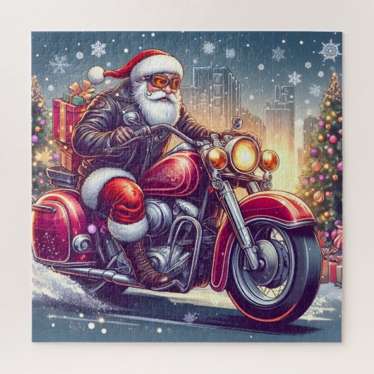 Santa Claus im Motormodus Puzzle (Vertikal)