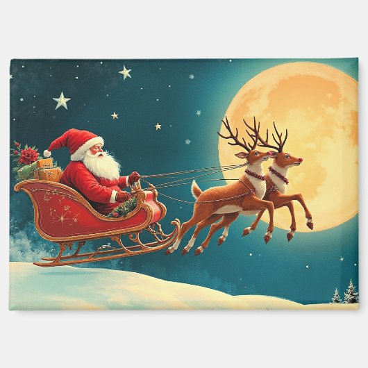 Santa Claus im Schlitten Magnet (Vorderseite)