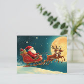 Santa Claus im Schlitten Postkarte (Stehend Vorderseite)