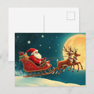 Santa Claus im Schlitten Postkarte
