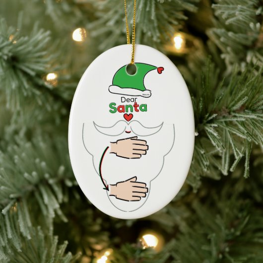 Santa Claus in American Sign Language Keramik Ornament (Baum)