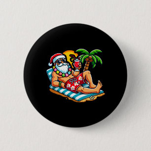 Santa Claus in Badehose Sommer Weihnachten Strandp Button