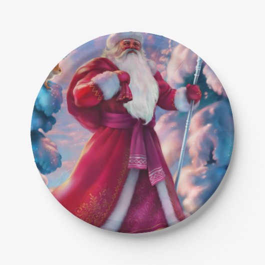 Santa Claus in forest Pappteller (Vorderseite)