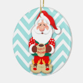 Santa Claus in red pajamas holding a mug Keramik Ornament (Links)