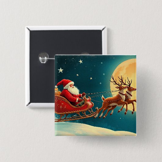 Santa Claus in Sleigh Button (Vorne & Hinten)