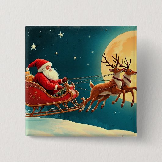 Santa Claus in Sleigh Button (Vorderseite)